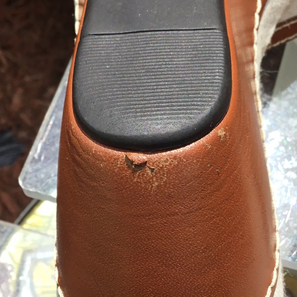 Cole Haan Kina Wedges Natural Linen/Brown leather Sandals - Picture 14 of 15
